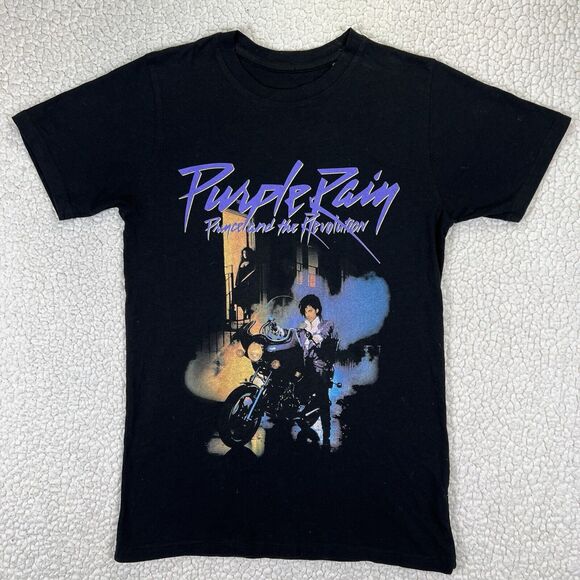Prince Tops - Prince Purple Rain T-Shirt Women’s Size Small Black Short Sleeve Graphic Print